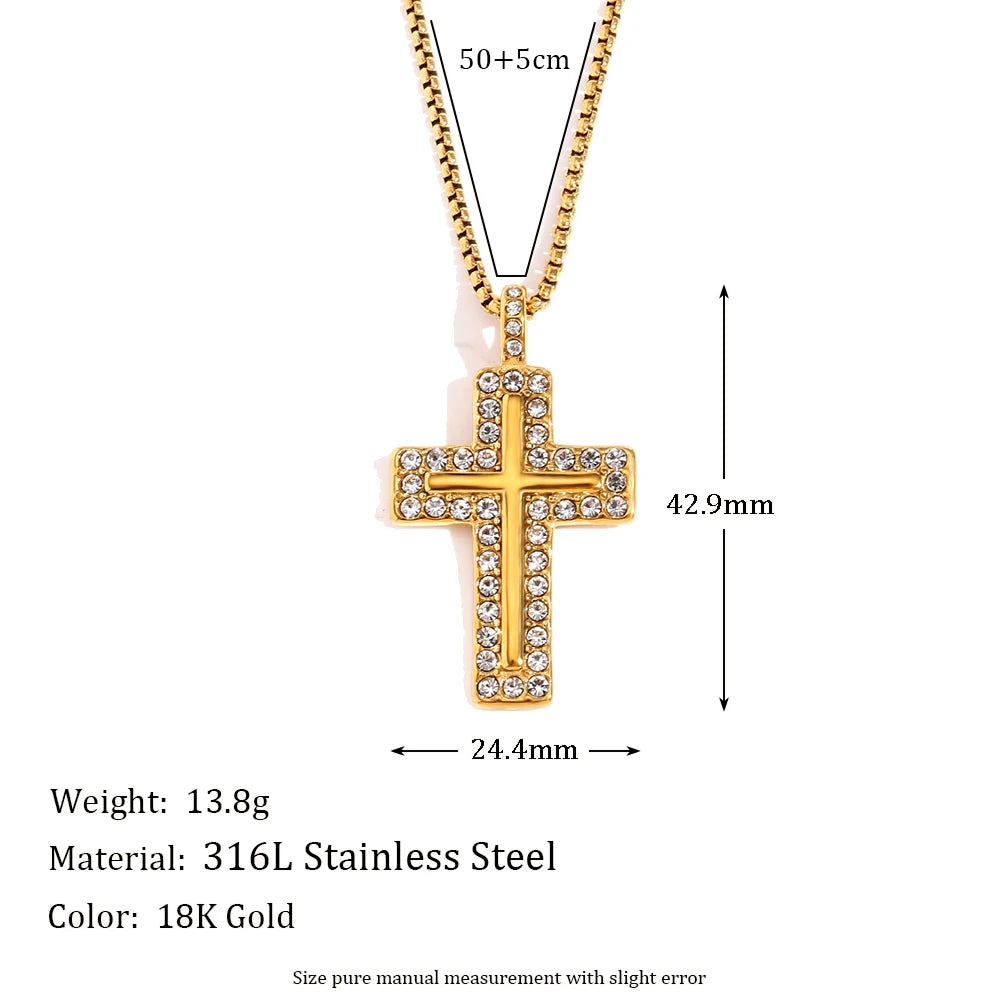 MamacitaSlay Trendy Cross Pendant Necklace Design Waterproof Neck Jewelry Design Waterproof Neck Jewelry Neutral Statement Gift