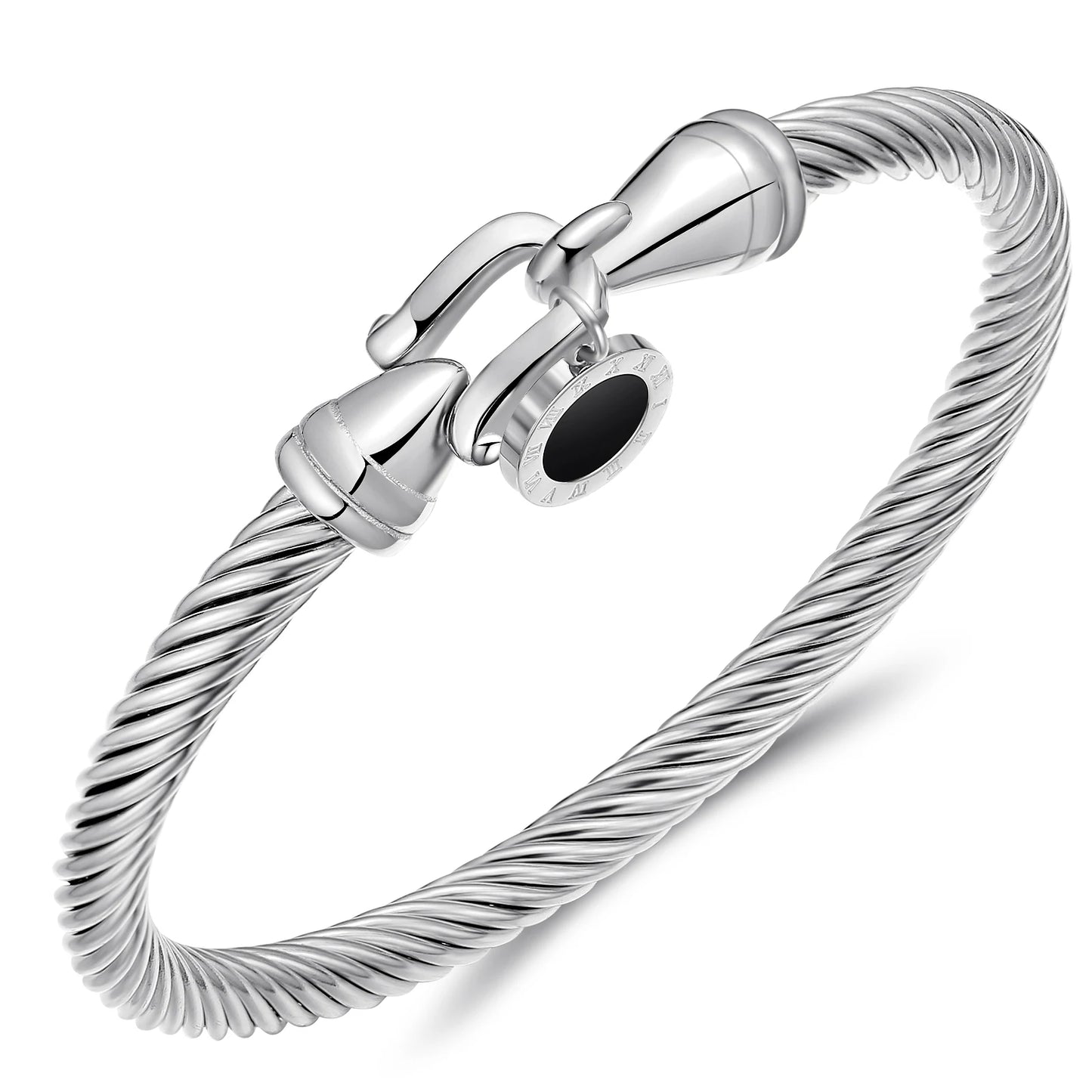 Roman Numeral Bangle with Hook Clasp