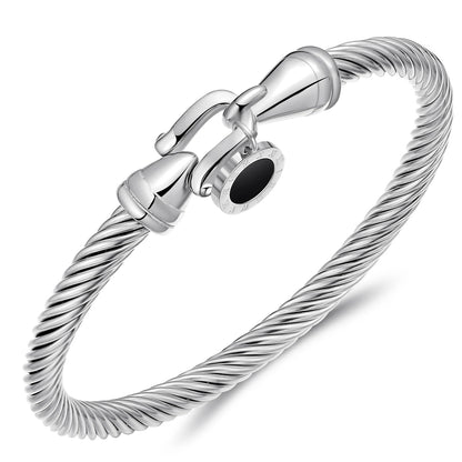 Roman Numeral Bangle with Hook Clasp
