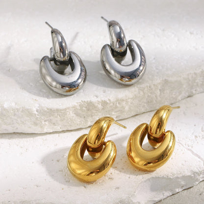 MamacitaSlay 316L Stainless Steel Geometric Earrings Waterproof 18K Gold Plated Jewelry Women's Minimalist Earrings Cute Gifts