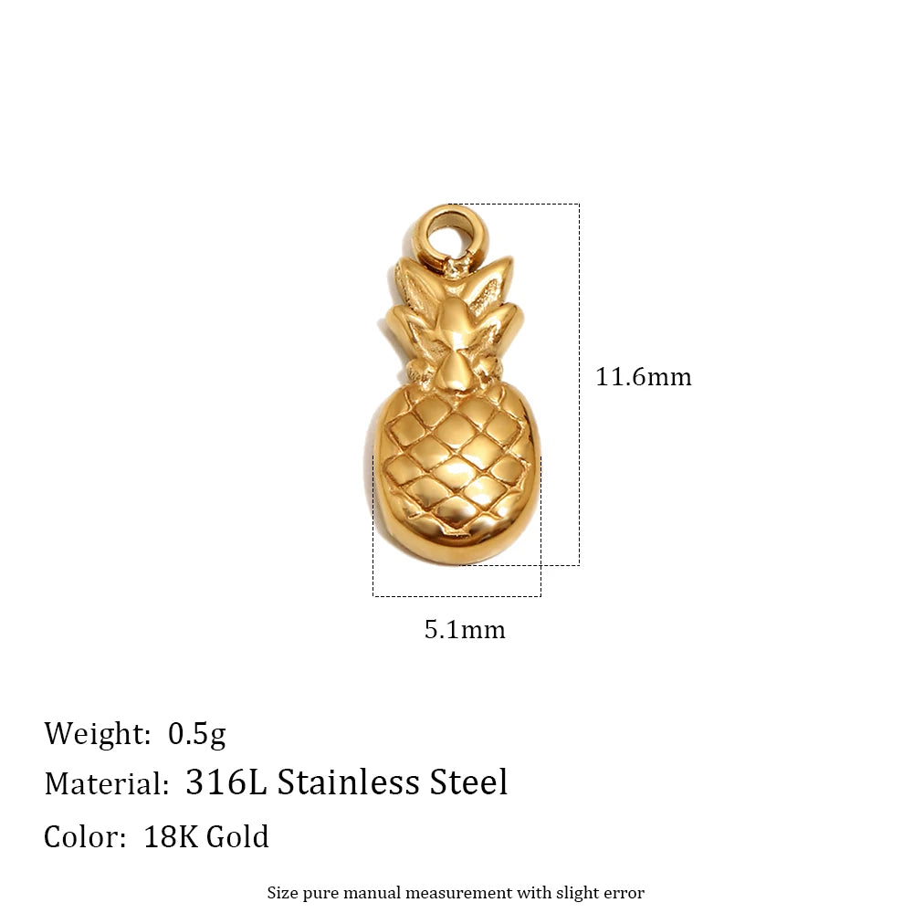 MamacitaSlay 316L Stainless Steel Fruit Enamel Charms 18K Gold Plated Waterproof Jewelry For DIY Bracelet Necklace Pendant Gifts