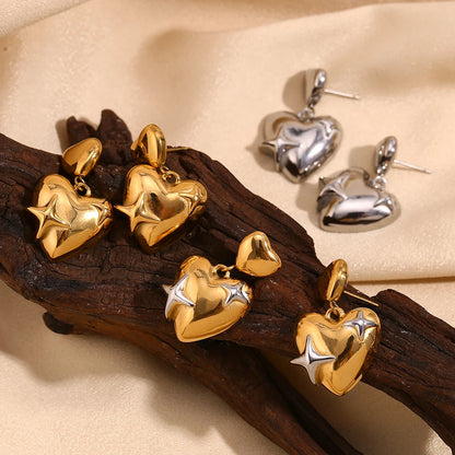 MamacitaSlay Exclusive Stainless Steel Heart Star Earrings 2025 New Design Waterproof Jewelry Women's Charm Statement Earrings