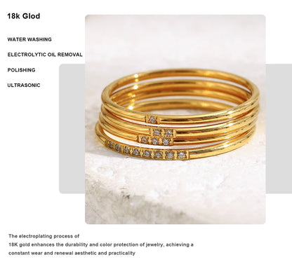 MamacitaSlay 316L Stainless Steel AAA Zircon Slim Stackable Ring Set 18K Gold Plated Minimalist Waterproof Jewelry For Women