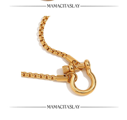 MamacitaSlay Unique Cool 316L Stainless Steel Double Color Necklace Party Waterproof Neck Jewelry For Women's DIY Accessories