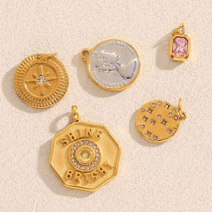 MamacitaSlay 316L Stainless Steel Zircon Star Portrait Letter Charms Necklace Earrings Bracelet DIY Accessories Women's Ornament