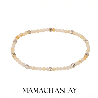 MamacitaSlay 316L Stainless Steel Natural Stone Necklace Elastic Rope Bracelet Handmade Waterproof Jewelry Women's Classic Gift