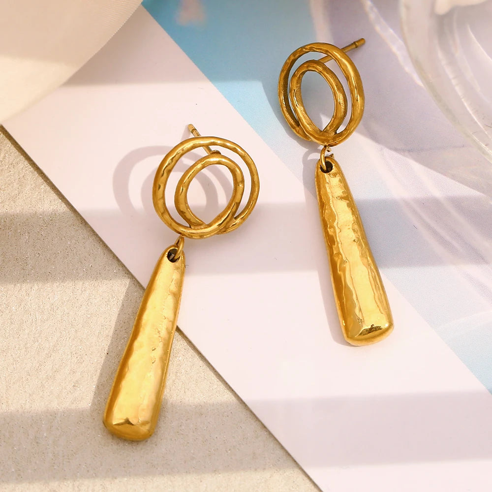 MamacitaSlay Creative 18K Gold Plated Stainless Steel Spiral Earrings, Popular Waterproof Jewelry Women's Charm Earrings Gift