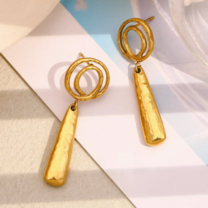 MamacitaSlay Creative 18K Gold Plated Stainless Steel Spiral Earrings, Popular Waterproof Jewelry Women's Charm Earrings Gift