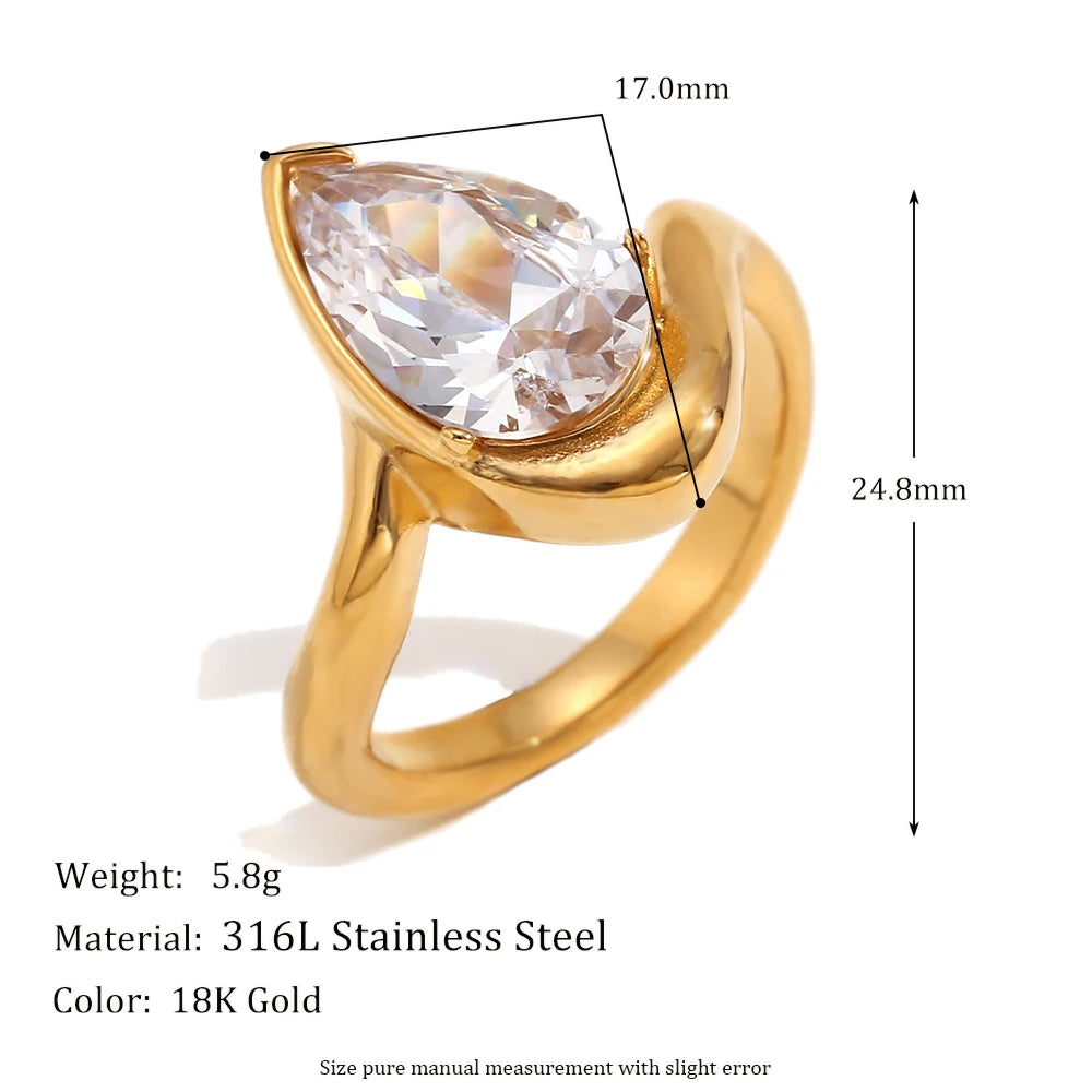 MamacitaSlay Classic Minimalist Sparking Clear Zircon Rings 202 5New Trend Women's 316L Stainless Steel Jewelry Accessories Gift