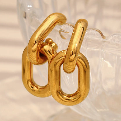 MamacitaSlay Classic 18K Gold Plated Stainless Steel Geometric Earrings Party Minimalist Waterproof Jewelry Women's Charm Gift
