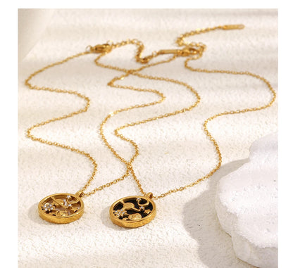 MamacitaSlay 316L Stainless Steel Shell Zircon Celestial Necklace Waterproof 18K Gold Plated Neck Jewelry Elegant Necklace Gifts
