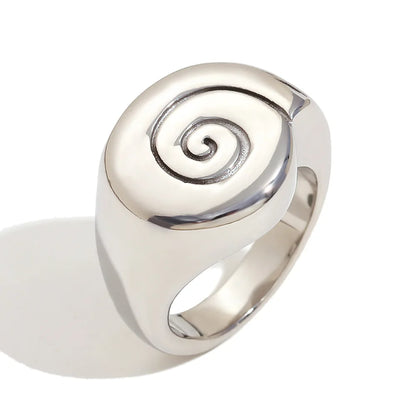 MamacitaSlay Unique Fingerprint Swirl Ripple Gold Silver Colour Rings Womens Stainless Steel Tarnish Free Jewelry Accessories