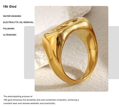 MamacitaSlay Minimalist 316L Stainless Steel Irregular Hollow Out Ring 18K Gold Plated Waterproof Jewelry For Women Daily Wear