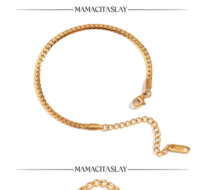 MamacitaSlay 316L Stainless Steel Encrypted NK Chain Bracelet 18K Gold Plated Minimalist Waterproof Jewelry For Women Daily Wear