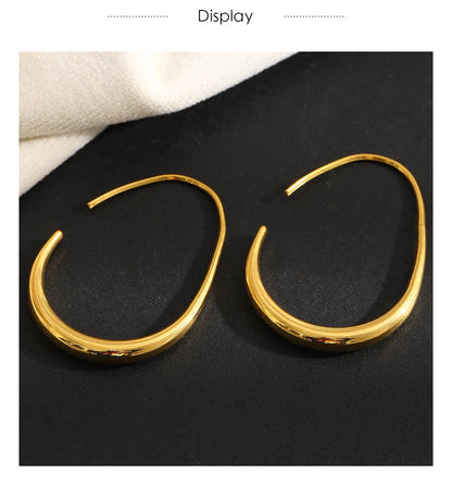 MamacitaSlay 316L Stainless Steel Pear Shape Hollow Out Hoop Earrings 18K Gold Plated Waterproof Jewelry Women's Unique Earrings