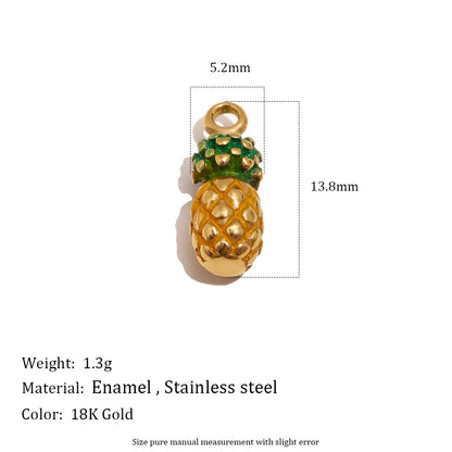MamacitaSlay 316L Stainless Steel Fruit Enamel Charms 18K Gold Plated Waterproof Jewelry For DIY Bracelet Necklace Pendant Gifts