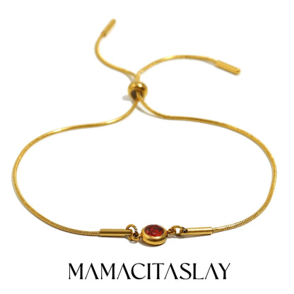 MamacitaSlay 316L Stainless Steel Zircon December Birthstone Adjustable Bracelet Waterproof Wrist Jewelry Women's Charm Bracelet