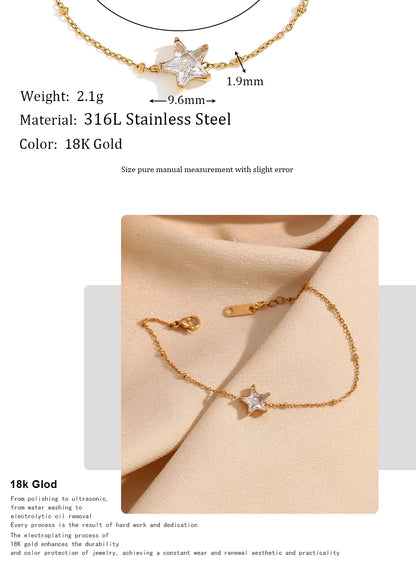 MamacitaSlay Elegant Sparking Star Thin Chain bracelets Tarnish Free Watewrproof stainless steel bracelet Trendy jewelry women