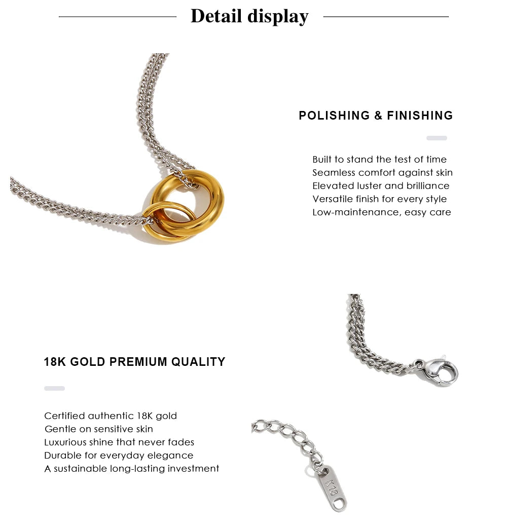 MamacitaSlay Minimalist Stainless Steel Ring Double Color Necklace Suitable For Women's Charm Waterproof Neck Jewelry Party Gift