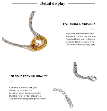 MamacitaSlay Minimalist Stainless Steel Ring Double Color Necklace Suitable For Women's Charm Waterproof Neck Jewelry Party Gift