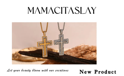MamacitaSlay Trendy Cross Pendant Necklace Design Waterproof Neck Jewelry Design Waterproof Neck Jewelry Neutral Statement Gift