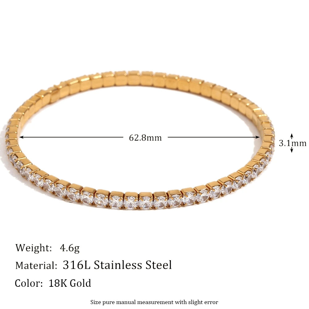 MamacitaSlay Classic Stainless Steel Zircon Fine Edge Bracelet Banquet Luxury Waterproof Jewelry Women's Elegant Simple Jewelry