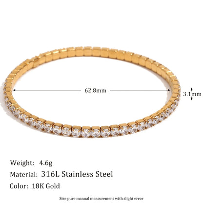 MamacitaSlay Classic Stainless Steel Zircon Fine Edge Bracelet Banquet Luxury Waterproof Jewelry Women's Elegant Simple Jewelry