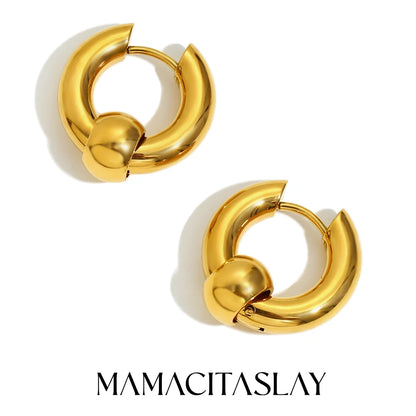 MamacitaSlay Geometric18K Gold Plated Hoops women's earrings Waterproof Daily stainless steel women's jewelry new in earrings