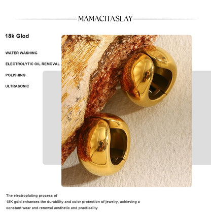 MamacitaSlay 316L Stainless Steel MINI Wide Edge Earclip Party Waterproof Jewelry Women's Simple Classic Statement Earring Gift