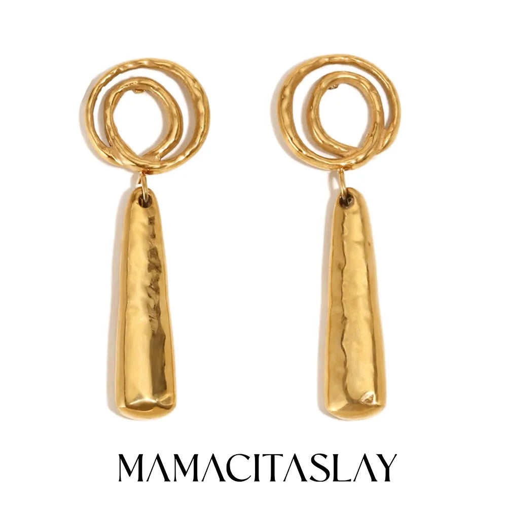 MamacitaSlay Creative 18K Gold Plated Stainless Steel Spiral Earrings, Popular Waterproof Jewelry Women's Charm Earrings Gift