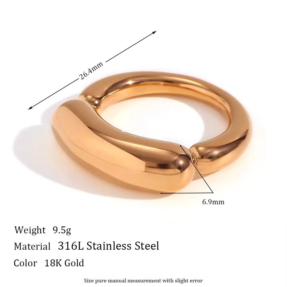 MamacitaSlay 316L Stainless Steel Mixed Color Line Smile Ring 18K Gold Plated Waterproof Jewelry For Women Trendy Daily Wear