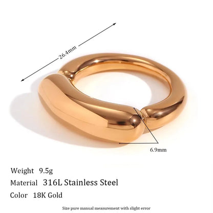 MamacitaSlay 316L Stainless Steel Mixed Color Line Smile Ring 18K Gold Plated Waterproof Jewelry For Women Trendy Daily Wear