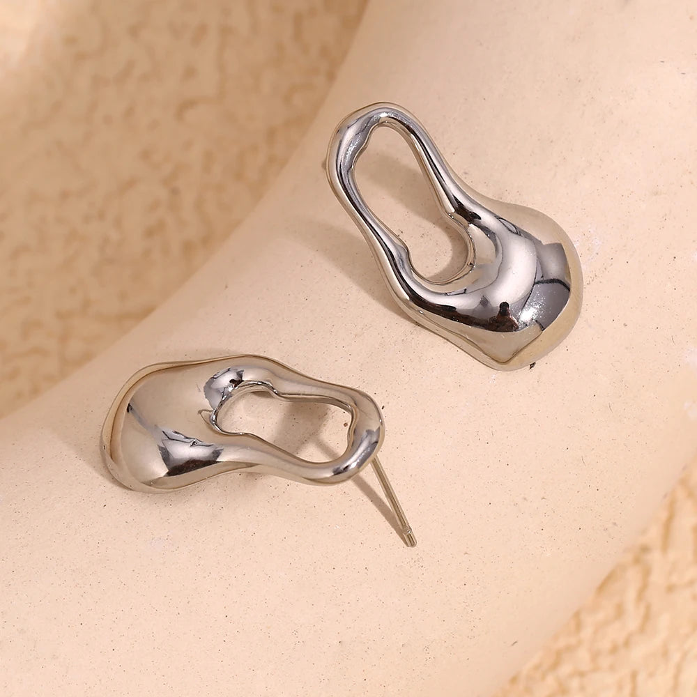 MamacitaSlay Newly design Irregular Pin gold plated earrings for women stainless steel jewelry Waterproof titanium earrings