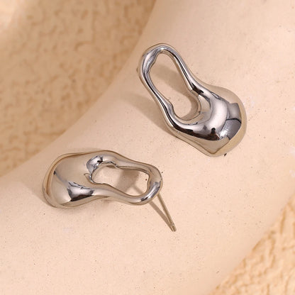 MamacitaSlay Newly design Irregular Pin gold plated earrings for women stainless steel jewelry Waterproof titanium earrings