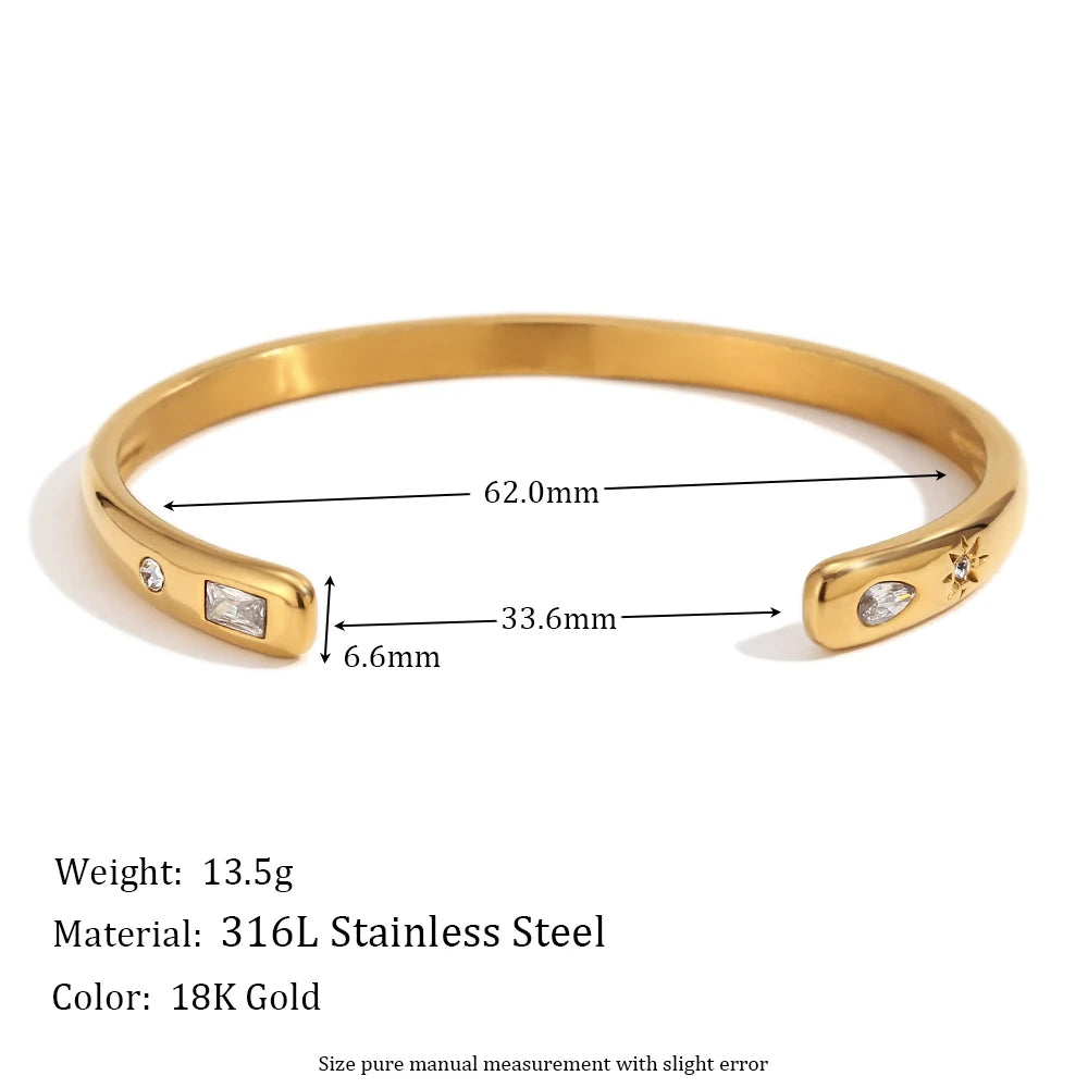 MamacitaSlay Classic Solar Geometric Zircon Bracelets Shiny Zircon Hoop Earrings 2024 Trend Stainless Steel Ring Woman
