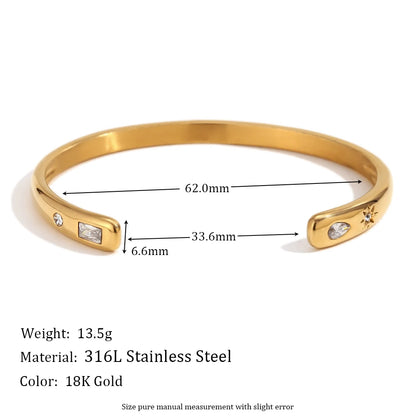 MamacitaSlay Classic Solar Geometric Zircon Bracelets Shiny Zircon Hoop Earrings 2024 Trend Stainless Steel Ring Woman