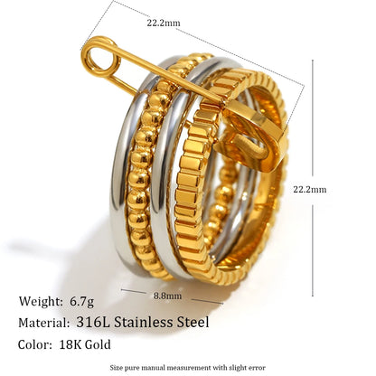 MamacitaSlay 316L Stainless Steel Zircon Mixed Color Multilayer Paperclip Ring Party Waterproof Jewelry Women's Unique Ring Gift