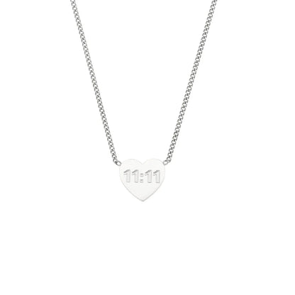 MamacitaSlay Latest Design 11:11 Heart Pendant Necklaces 18K Gold-Plated Stainless Steel Waterproof Jewelry for Women