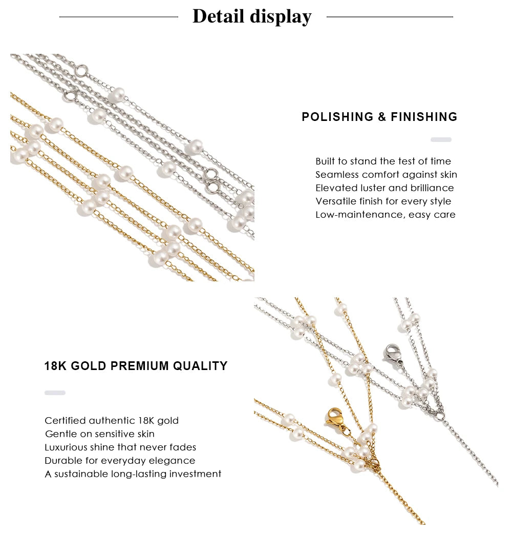 MamacitaSlay 316L Stainless Steel Multilayer Chain Pearl Body Chain 18K Gold Plated Waterproof Jewelry For Bikini Accessories