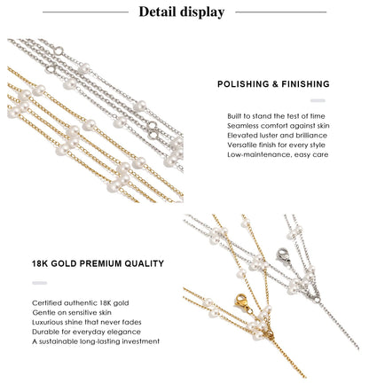 MamacitaSlay 316L Stainless Steel Multilayer Chain Pearl Body Chain 18K Gold Plated Waterproof Jewelry For Bikini Accessories