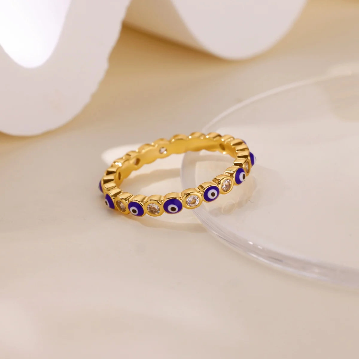Stainless Steel Evil Eye Finger Ring Lucky Aesthetic Turkish Waterproof