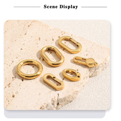 MamacitaSlay 316L Stainless Steel 18K Gold Plated Spring Ring Clasps Oval Carabiner Clasps Jewelry For DIY Bracelet Necklace