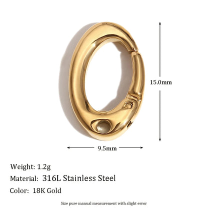 MamacitaSlay 316L Stainless Steel 18K Gold Plated Spring Ring Clasps Oval Carabiner Clasps Jewelry For DIY Bracelet Necklace