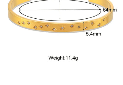 18K Gold Plated Deliacte Luxury Colorful Zircon Shiny Stars Cuff Bangles High Quality Waterproof Jewelry Bracelets for Women