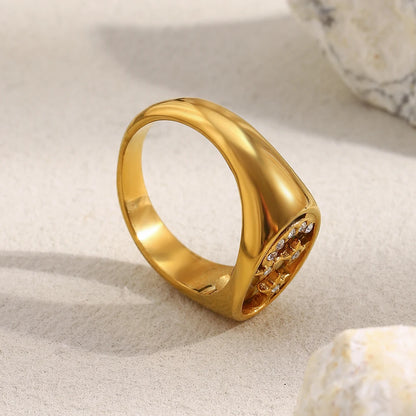 MamacitaSlay 316L Stainless Steel Abalone Shell Star Moon Colorful Ring 18K Gold Plated Waterproof Jewelry Women's Cool Ring