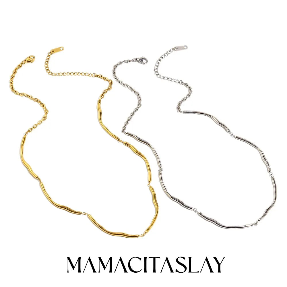 MamacitaSlay Classic 316L Stainless Steel Irregular Necklace Party Waterproof Jewelry Unique Cool Neck Jewelry Neutral Necklace