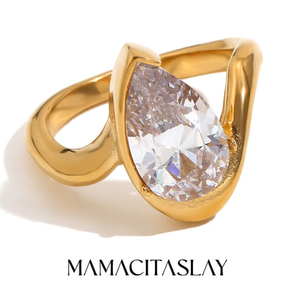 MamacitaSlay Classic Minimalist Sparking Clear Zircon Rings 202 5New Trend Women's 316L Stainless Steel Jewelry Accessories Gift