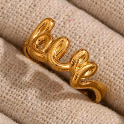 MamacitaSlay meaningful Line English Letters LOVE Ring trendy women's stainless steel jewelry Finger Decoration gift