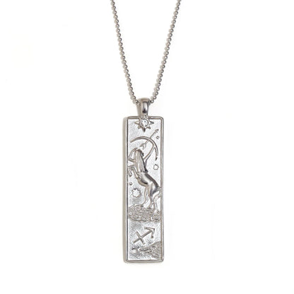 MamacitaSlay 316L Stainless Steel Zodiac Sign Rectangle Pendant Necklace 18K Gold Plated Waterproof Jewelry For Women Daily Wear