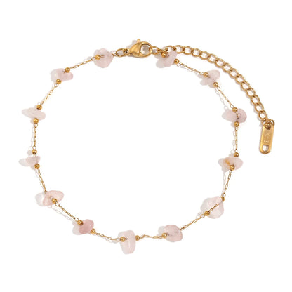MamacitaSlay Summer Beach Waterproof Irregular Natural Stone Freshwater Pearl Anklets Stainless steel jewelry woman Gift
